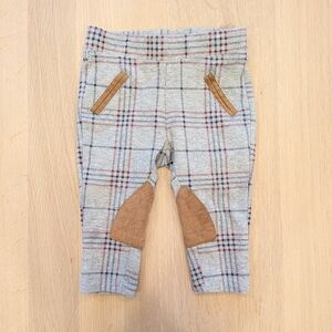 Hope & Henry Ponte Riding Pants Gray, Berry, And Navy Plaid
